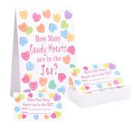 FOBSME Valentine's Day Party Game, How Many Candy Hearts in the Jar Games, Candy Guessing Game, Valentine's Party Activity Supplies, Valentine Decorations(4 Signs and 60 Guessing Cards)