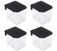 Fobufue 4 Pcs Pegboard Accessories with Lid, 3.9 X 3.2 X 3.2 Inch Pegboard Bins with Hooks, Clear Plastic Pegboard Containers