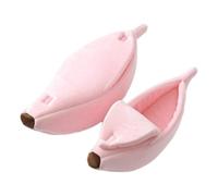 Focal Amp Cat Bed Soft Banana Cat Bed With Half Open Lid Pet Supplies In All Seasons For Small Dogs Penguin Nesting Dolls (Red, 65x25x18cm)