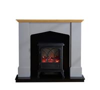 Focal Point Hurst Oak & Grey Freestanding Electric Fire Suite