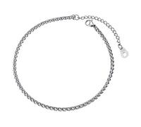 FOCALOOK Anklets for Women Spiga Wheat Link Foot Bracelet Silver Stainless Steel Ankle Chain Adjustable 8-10 Inch Beach Jewellery Chains for Summer Gift