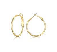 FOCALOOK Gold Hoop Earrings for Women Stainless Steel 30mm Thin Earring Hypoallergenic Small Hoops Round Pierced Ear Jewellery Gift for Her Birthday