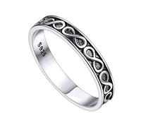 FOCALOOK Infinity Rings for Men Women Vintage Jewellery Solid Sterling Silver Stackable Bands Eternal Love Ring for Family Partners Size Q