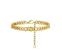 FOCALOOK Stainless Steel Gold Ankle Bracelets for Women Chunky Cuban Chain Anklet Summer Bracelet November Birthstone Synthetic Yellow Topaz Anklets Adjustable Cubic Zirconia Leg Bracelets