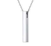 FOCALOOK Sterling Silver Necklace for Women - Dainty 925 Silver Drop 3D Vertical Bar Necklace for Mom Wife Daughter|18"+2" Chain|Dust Bag&Box Included