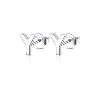 FOCALOOK Stud Earrings for Women Sterling Silver Initial Earring 925 Letter Y Silver Ear Studs Personalized Alphabet Jewelry Hypoallergenic Meaningful Gifts for Womens