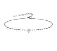 FOCALOOK Tiny Heart Anklet for Ladies Initials D Ankle Bracelet 925 Sterling Silver Feet Jewellery Eye-Catching Accessories Summer Party Beach Wear