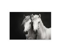 FOCCAR Abstract Horse Printed Canvas Posters Handsome Interesting Farm Animals Retro Wall Decor for Living Rooms Bedroom Wall Art