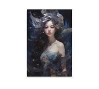 FOCCAR Abstract Mermaid Wall Art Prints Beautiful Woman Coastal Fantasy Pictures on Canvas Poster Wall Decor for Bedroom Home Decorations