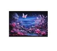 FOCCAR Beautiful Night Printed Canvas Posters Dreamy Butterfly Forest Colorful Landscape Wall Decor for Living Rooms Bedroom Wall Art