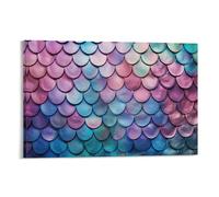 FOCCAR Beautiful Scales Abstract Wall Art Canvas Prints Pink Blue Mermaid Scale Picture Pictures on Canvas Poster Wall Decor for Home Decorations