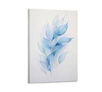 FOCCAR Blue Leaves Wall Art Canvas Prints Watercolor Modern Nature Botanical Abstract Pictures on Canvas Poster Wall Decor for Home Decorations