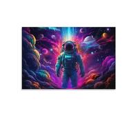 FOCCAR Canvas Wall Art Colorful Astronaut Wall Decorations For Living Room Abstract Galaxy Moon Mystery Landscape Hang Pictures Wall Artwork