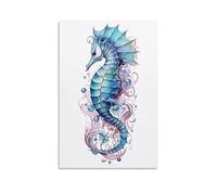 FOCCAR Canvas Wall Art Colorful Seahorse Wall Decorations For Living Room Interesting Strange Ocean Animals Abstract Hang Pictures Wall Artwork