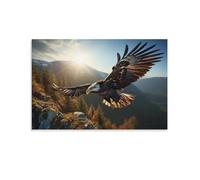 FOCCAR Canvas Wall Art Cool Eagle Wall Decorations For Living Room Beautiful Feather Morning Light Natural Animal Hang Pictures Wall Artwork