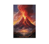 FOCCAR Canvas Wall Art Gorgeous Volcano Spectacle Wall Decorations For Living Room Volcanic Eruption Burning Fire Mountain Hang Pictures Wall Artwork