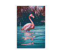 FOCCAR Canvas Wall Art Water Tropic Flamingo Wall Decorations For Living Room Modern Landscape Pink Bird Hang Pictures Wall Artwork