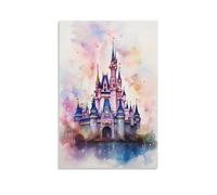 FOCCAR Canvas Wall Art Watercolor Castle Wall Decorations For Living Room Modern Romantic Fairy Tale City Hang Pictures Wall Artwork