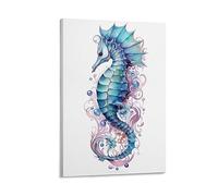 FOCCAR Colorful Seahorse Canvas Wall Decor Interesting Strange Ocean Animals Abstract Poster Wall Art for Living Room Bedroom Artwork