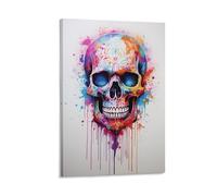 FOCCAR Colorful Skulls Paintings on Canvas Wall Art Vintage Bone Graffiti Abstract Canvas Prints Poster Wall Decor for Home Decorations