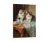 FOCCAR Country Kitten Canvas Wall Decor Vintage Abstract Funny Cat Poster Wall Art for Living Room Bedroom Artwork