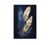 FOCCAR Dream Feather Wall Art Prints Abstract Peacock Bird Feather Watercolor Pictures on Canvas Poster Wall Decor for Bedroom Home Decorations