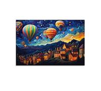 FOCCAR Dream Release Balloon Wall Art Prints Retro Urban Western Hot Air Balloon Scene Pictures on Canvas Poster Wall Decor for Bedroom Home Decorations