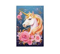 FOCCAR Elegant Unicorn Canvas Wall Decor Contemporary Fairy Tale Romance Animal Poster Wall Art for Living Room Bedroom Artwork