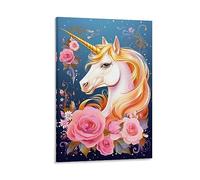 FOCCAR Elegant Unicorn Canvas Wall Decor Contemporary Fairy Tale Romance Animal Poster Wall Art for Living Room Bedroom Artwork