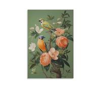 FOCCAR Farmhouse Birds Paintings on Canvas Wall Art Beautiful Flowers Wildlife Rustic Canvas Prints Poster Wall Decor for Home Decorations