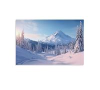 FOCCAR Forest Snowy Mountains Canvas Wall Art Winter Tree Snow Scenery Posters Wall Decor Painting Art for Home Room Artwork