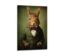 FOCCAR Gentleman Squirrel Wall Art Prints Classical Fantasy Suit Animals Pictures on Canvas Poster Wall Decor for Bedroom Home Decorations