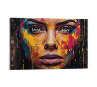 FOCCAR Gorgeous Face Printed Canvas Posters Modern Colourful Gorgeous Woman Wall Decor for Living Rooms Bedroom Wall Art
