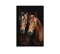 FOCCAR Modern Stallions Wall Art Prints Black Background Vintage Animals Pictures on Canvas Poster Wall Decor for Bedroom Home Decorations