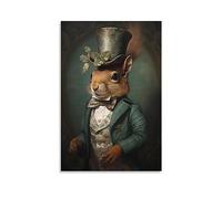 FOCCAR Royal Squirrel Canvas Wall Decor Strange Classical Animal European Poster Wall Art for Living Room Bedroom Artwork