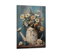 FOCCAR Rustic Flowers Canvas Wall Decor Wild Nature Daisies Vintage Poster Wall Art for Living Room Bedroom Artwork