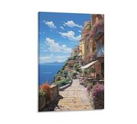 FOCCAR Seaside Town Wall Art Prints Vintage Countryside Tourism Homestay Pictures on Canvas Poster Wall Decor for Bedroom Home Decorations