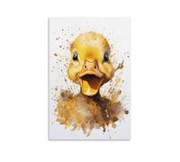 FOCCAR Splashes Duck Wall Art Canvas Prints Watercolor Cute Animal Modern Pictures on Canvas Poster Wall Decor for Home Decorations