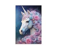 FOCCAR Star Fantasy Unicorn Wall Art Prints Modern Beautiful Elegant Animal Pictures on Canvas Poster Wall Decor for Bedroom Home Decorations