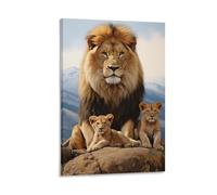 FOCCAR Strong Lion Canvas Wall Decor Vintage Modern Nature Wildlife Landscape Poster Wall Art for Living Room Bedroom Artwork