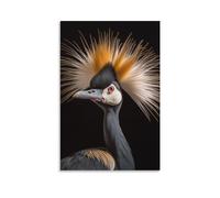 FOCCAR Vintage Style Bird Printed Canvas Posters Crowned Crane Birds Contemporary Nature Wall Decor for Living Rooms Bedroom Wall Art