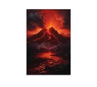 FOCCAR Volcanic Mountains Canvas Wall Art Geography Natural Landscape Lava Burning Posters Wall Decor Painting Art for Home Room Artwork