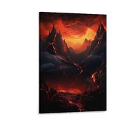 FOCCAR Volcano Landscape Printed Canvas Posters Natural Geography Burning Mountain Wall Decor for Living Rooms Bedroom Wall Art