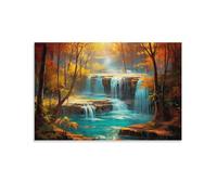 FOCCAR Waterfalls Autumn Forests Canvas Wall Art Rivers Natural Scenery Of Streams Posters Wall Decor Painting Art for Home Room Artwork