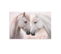 FOCCAR White Horse Printed Canvas Posters Modern Abstract Close Partner Animal Wall Decor for Living Rooms Bedroom Wall Art