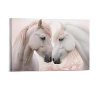 FOCCAR White Horse Printed Canvas Posters Modern Abstract Close Partner Animal Wall Decor for Living Rooms Bedroom Wall Art