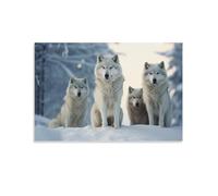 FOCCAR Winter Snowy Wolf Wall Art Prints Nature Wild Forest Animals Pictures on Canvas Poster Wall Decor for Bedroom Home Decorations