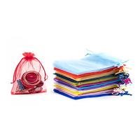FOCCIUP 100 Pcs 3x4 Inches Mixed Color Organza Bags Gift Bags with Drawstring for Christmas Wedding Birthday Party Favor