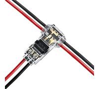 FOCCTS 12Pcs Black/Transparent 2 Pin T-connector Pin Terminal Wire Connectors, 20-22 AWG, Copper, Plastic, -30°C ~ +85°C