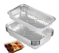 FOCCTS 25 x Aluminium Barbecue Accessory Trays for Baking, Baking, Freezing and Storing Large Aluminium Foil Food Containers 31 cm x 21 cm x 5 cm